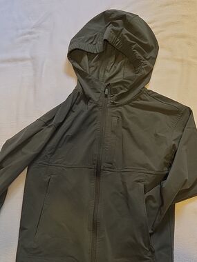Kids Olive Hooded Windbreaker Jacket